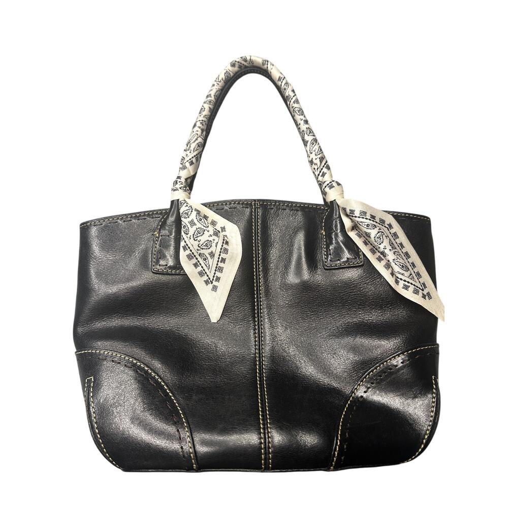 Fossil Sedona Black Leather Triple Entry Satchel Y2K Whimsigoth Dark Academia